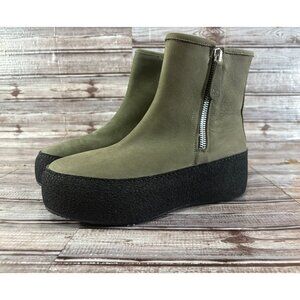 RUSSELL & BROMLEY Double Zip Flatform shearling Boot sz 41 US 10 Green NEW $599